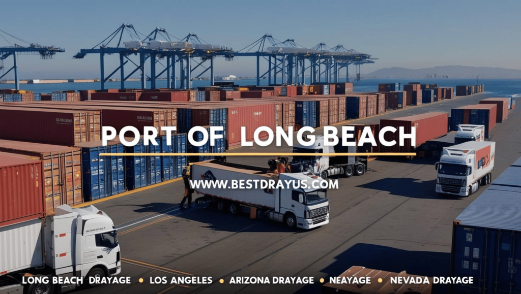 Drayage company truck at Port of Long Beach for intermodal drayage