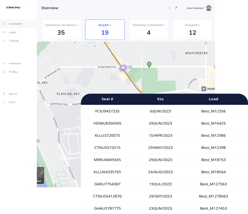 PortPro software tracking containers for Best Dray US, showcasing logistics definition with real-time drayage and trucking services in Long Beach.